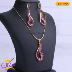 نیم ست استیل زنانه مدل اشک نگین دار