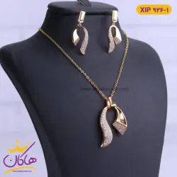 نیم ست استیل زنانه مدل علامت سوال نگین دار