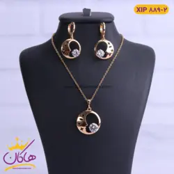 نیم ست استیل زنانه مدل ماه تک نگین