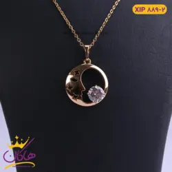 نیم ست استیل زنانه مدل ماه تک نگین