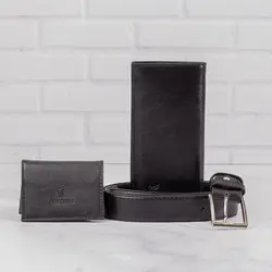 ست 3 تکه کیف چرمسال کتی و کارتی و کمربند