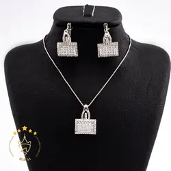 نیم ست نقره طرح مستطیل نگین دار | HS 947