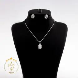 نیم ست نقره طرح نگین بیضی | HG 255