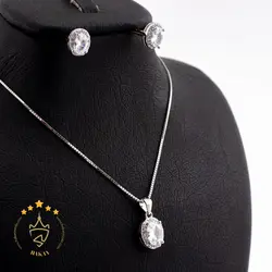 نیم ست نقره طرح نگین بیضی | HG 255