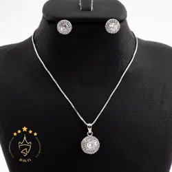 نیم ست نقره طرح نگین دایره | HG 278