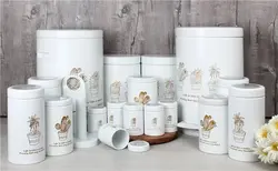 سرویس آشپزخانه 18 پارچه درب فلزی با طرح کاکتوس- سفید با چاپ طلایی ام جی اس MGS | ساره کالا