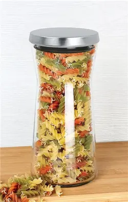 جا حبوبات شیشه‌ای با درب استیل 1200CC- کد‫‪B1200S‬‬ ام جی اس MGS | ساره کالا