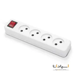 شهاب 4 خانه بدون ارت با کلید و کابل 1/8 متر پارت مدل 651 - اسپادانا الکتریک
