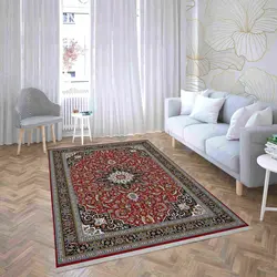 فرش ماشینی طرح گبه 203 زمینه لاکی 1000 شانه
