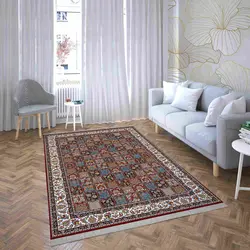 فرش ماشینی طرح گبه 223 زمینه لاکی 1000 شانه