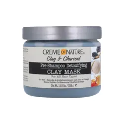 ماسک سم زدایی خاک رس قبل از شامپو خاک رس و زغال موهای فر کرم اف نچرال Creme of Nature Clay and Charcoal Pre Shampoo Detoxifying Clay Mask 326gr