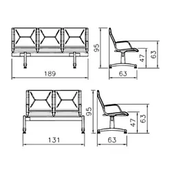 صندلی انتظار سه نفره رایانه صنعت مدل استار وکیوم کد W929p3v