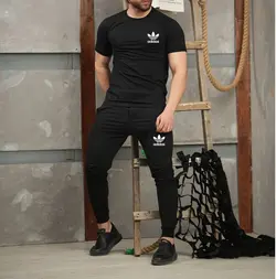 ست تیشرت و شلوار آدیداس Adidas آستین کوتاه رنگ مشکی