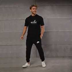 ست تیشرت و شلوار مردانه اسپرت ورزشی مارک نایک NIKE جدید مشکی