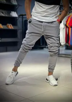 شلوار مردانه مدل اسلش بنگال کش رنگ طوسی روشن