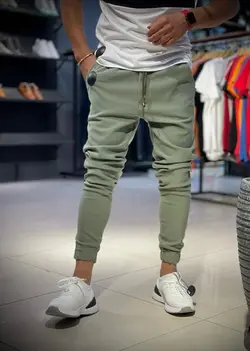 شلوار مردانه مدل اسلش بنگال کش رنگ سبز صدری