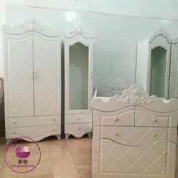 ست کمد تخت خواب اتاق نوزاد خاکستری سفید