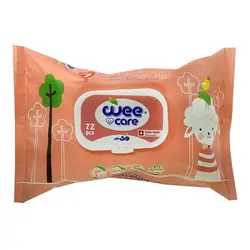 دستمال مرطوب نوزاد حاوی روغن بادام بسته 72 عددی برند وی کر WECARE - Nilistore