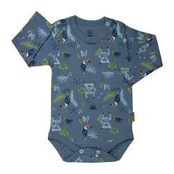 زیر دکمه آستین بلند نوزاد طرح هاوایی آدمک - Nilistore