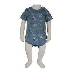 زیر دکمه آستین کوتاه نوزاد طرح هاوایی آدمک - فروشگاه سیسمونی نیلی