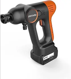 کارواش شارژی و قابل حمل پرودو مدل PCWM2-BKOG1 ا  Porodo 4000mAh Portable Car Wash Machine-Black/Orange | جی بی جانبی