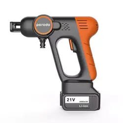 کارواش شارژی و قابل حمل پرودو مدل PCWM2-BKOG1 ا  Porodo 4000mAh Portable Car Wash Machine-Black/Orange | جی بی جانبی