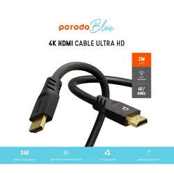 کابل 4K HDMI پرودو بلو مدل PB-HD4K2M-BK | رابط اچ دی 4کا 2متری ا 4k porodo blue hdmi cable