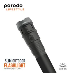 چراغ قوه پلیسی پرودو مدل pd-ls18wfl | فلش لایت PORODO ا Porodo Slim Outdoor Flashlight High Intensity Light 1200 lumens