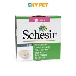 کنسرو بچه گربه با طعم مرغ و آلوئه ورا برند Schesir (شسیر) وزن 85 گرم