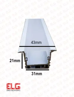 خرید و قیمت پروفیل لاینر توکار کد 05 رویه 43 و برش 31 میلی متر با دیفیوزر | اریس لایتینگ