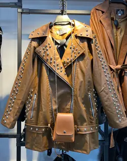 پالتو چرم تمام پرچ - فروشگاه نگین میرکریمی