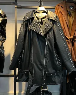 پالتو چرم تمام پرچ - فروشگاه نگین میرکریمی