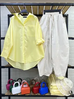 شومیز مانتویی لیمویی - فروشگاه نگین میرکریمی