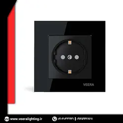 پریز برق ارت دار ویرا کریستال مشکی