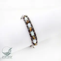دستبند چرم مهره ای اشک چشم ببری