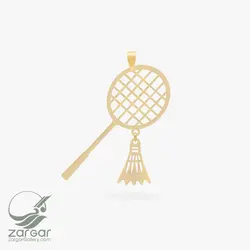پلاک آویز طلا راکت بدمینتون و توپ - زرگرگالری