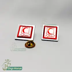 بج سينه آرم هلال احمر روکشی براق و حاشیه ای طلایی