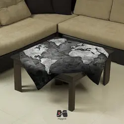 رومیزی مربع طرح نقشه جهان پول