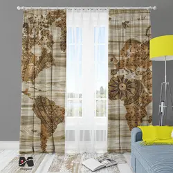 پرده طرح نقشه جهان چوب