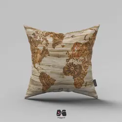 کوسن مخمل طرح نقشه جهان چوب