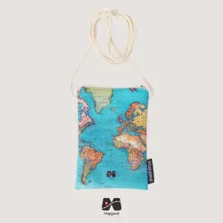کیف پاسپورتی مخفی گردنی طرح نقشه جهان سبز آبی