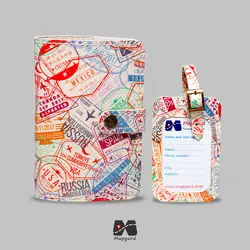 ست کاور پاسپورت و تگ چمدون طرح مهر ویزا