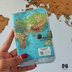 کاور پاسپورت و شناسنامه طرح نقشه جهان سبز آبی شارپ