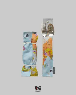 جا لقمه و جا قاشق چنگالی طرح نقشه جهان آبی