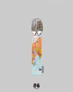 جا لقمه و جا قاشق چنگالی طرح نقشه جهان آبی