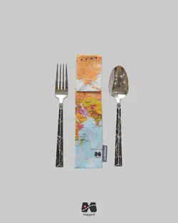 جا لقمه و جا قاشق چنگالی طرح نقشه جهان آبی