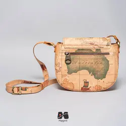 کیف رو دوشی طرح نقشه جهان قدیمی دست دوز