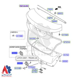 قفل درب صندوق هیوندای النترا 2014 /812303X000