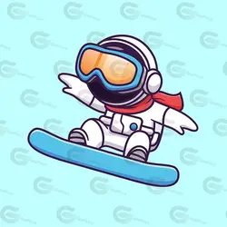 وکتور کارتونی فضانورد و اسکیت برد کد 262