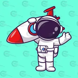 وکتور کارتونی فضانورد و موشک کد 256